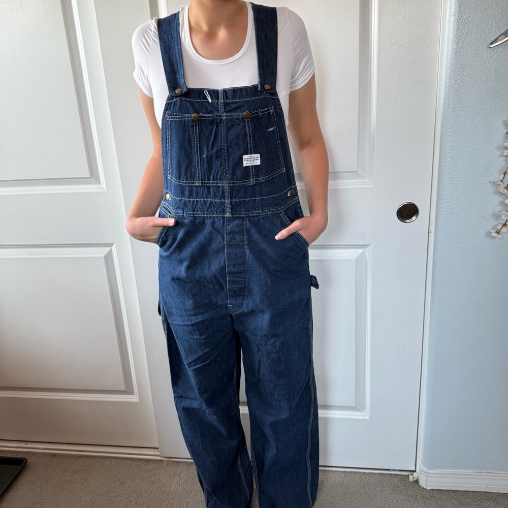 Vintage 50s 60s HERCULES dark Denim Overalls unisex M  VERY RARE union made - Picture 4 of 16